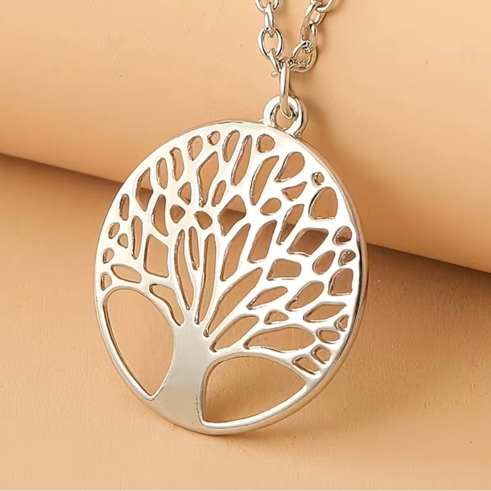 Tree Of Life Cut-Out Circle Pendant Necklace